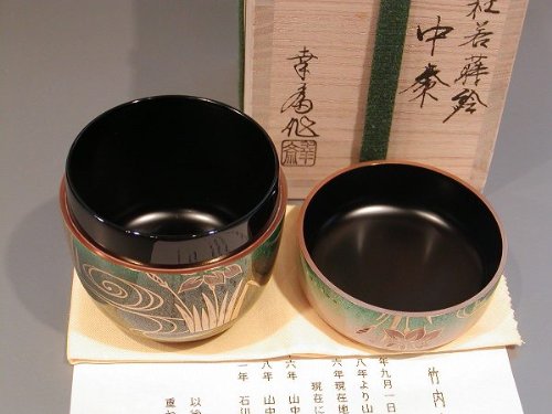 Amazon | 茶道具 中棗 杜若（かきつばた）蒔絵、竹内幸斎作