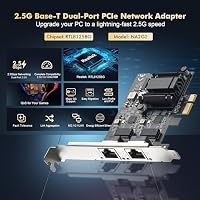 Binardat 2 Ports 2.5G PCIe Netzwerk Adapter, RTL8125B LAN Controller 2500/1000/100Mbps Ethernet RJ45 NIC Karte Unterstützung PXE für Windows/Linux – Ansicht 2