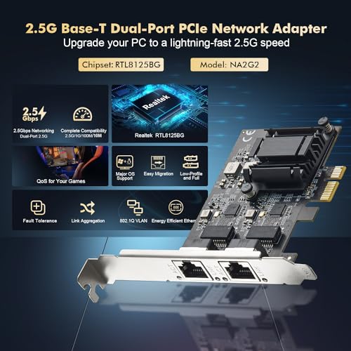 Snapklik.com : 2 Ports 25G PCIe Network Adapter, RTL8125B LAN ...