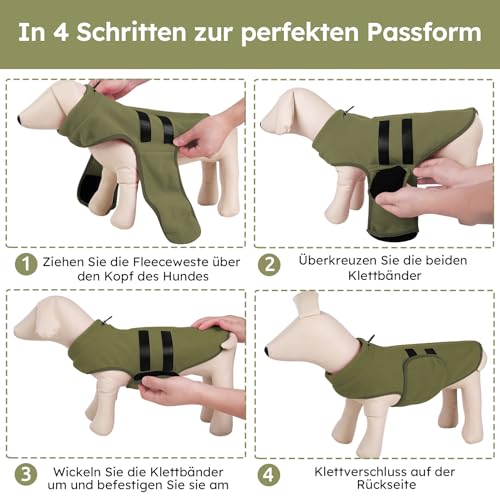 Queenmore Hundepullover Fleece Wärme & Weich, Hundebekleidung & Zubehör Für Französische Bulldogge, Windhund & Corgi, Olivgrün, L