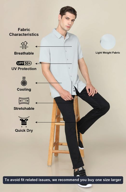 Image of TECHNOSPORT Men's Black Solid Regular Fit Spread Collar Casual Shirt with TECHNOCOOL+