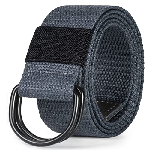 Image of maikun Mens Womens Canvas Belt, D-ring Buckle Cloth Fabric Belt for Men | 1 1 /2 Inch Wide Casual Belt for Jeans Pants Football