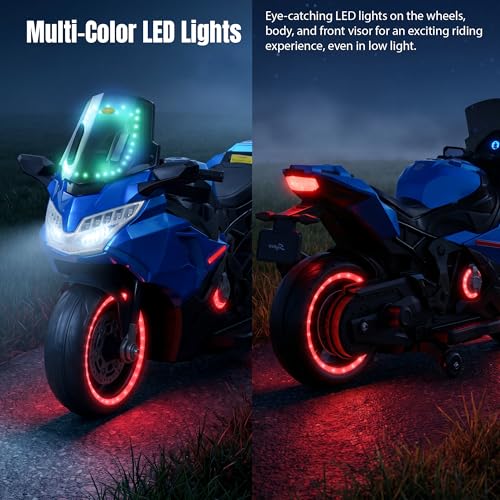 Image of Baybee BoltX Electric Bike for Kids 3+ Years | Baby Rechargeable Battery Bike with Training Wheels, Hand Accelerator, Foot Brake, Led Lights & Music | Battery Operated Bike for Kids to Drive (Blue)