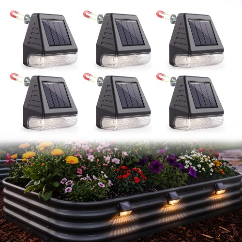6 Pack Magnetic Solar Lights for Raised Garden BedsοΌ2βway Installation