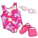Sophia's Pink Floral Swimsuit for 18 Inch Dolls with Pink Sandals and Water Goggles