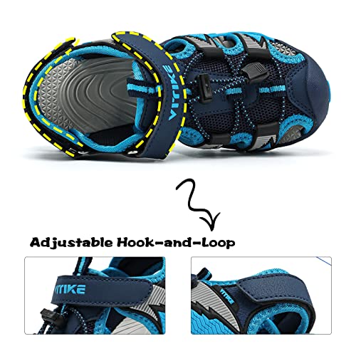 Jmfchi Boys Girls Sports Sandals Summer Kids Closed Toe Outdoor Athletic Water Shoes Sandals Child Pool Beach Sandals Quick Drying Slip Resistant Grey Blue 4 Big Kid #TOP1