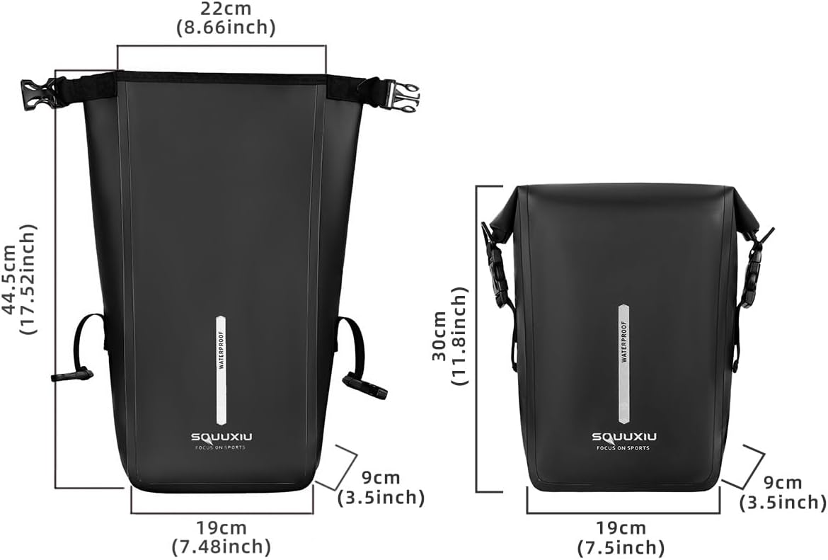 1Pack/2Packs 6L Bicycle Front Fork Bag Waterproof Roll-top Design, Lightweight Bike Dry Sacks Bike Pannier Bags Luggage Bags for Mountain Bikes Electric Bikes Road Bikes