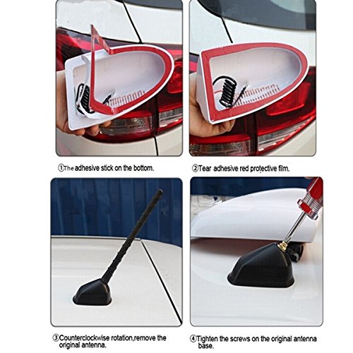 Possbay Shark Fin Antenna Car Antenna Am Fm Radio Signal Aerial Adhesive Tape Base Super Functional Silver #TOP5
