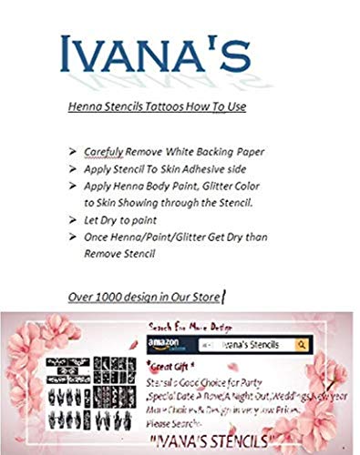 Ivana's Heena Stencils Mehandi Sticker for Hand | Body | Fingure | Face for Women, Girls and Kids, Pack of 2 Pcs, NIV-365 - Image 3