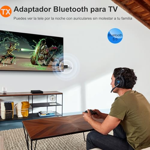 USB Bluetooth 5.0 Transmisor y Receptor, 2 en 1 Adaptador Audio con Jack 3.5mm Cable para Televisión PC Amplificador Coche Móvil Altavoces - imagen 3
