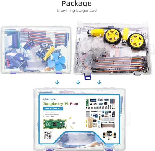 Image of REES52 Kits for Raspberry Pi Pico, Sensor Advanced Kit for Programming, Pi Pico Micropython 32 Projects Lessons and 32 Modules with for Programmer