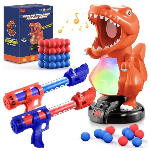 Stlloys Dinosaur Toys Gun for Kids 3 4 5 6 7 8+ Year Old Boys Girls, Dino Kids Toys with Shooting Target, Party Toys with 2 Air Guns, 48 Foam Balls - Ideal Birthday Christmas Toys Gifts for Boys 2022