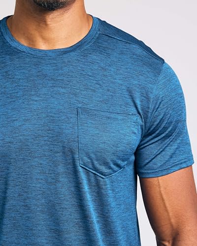 Real Essentials 4 Pack: Men's Dry-Fit Short Sleeve Pocket Crew Performance Athletic T-Shirt (Available in Big & Tall)4