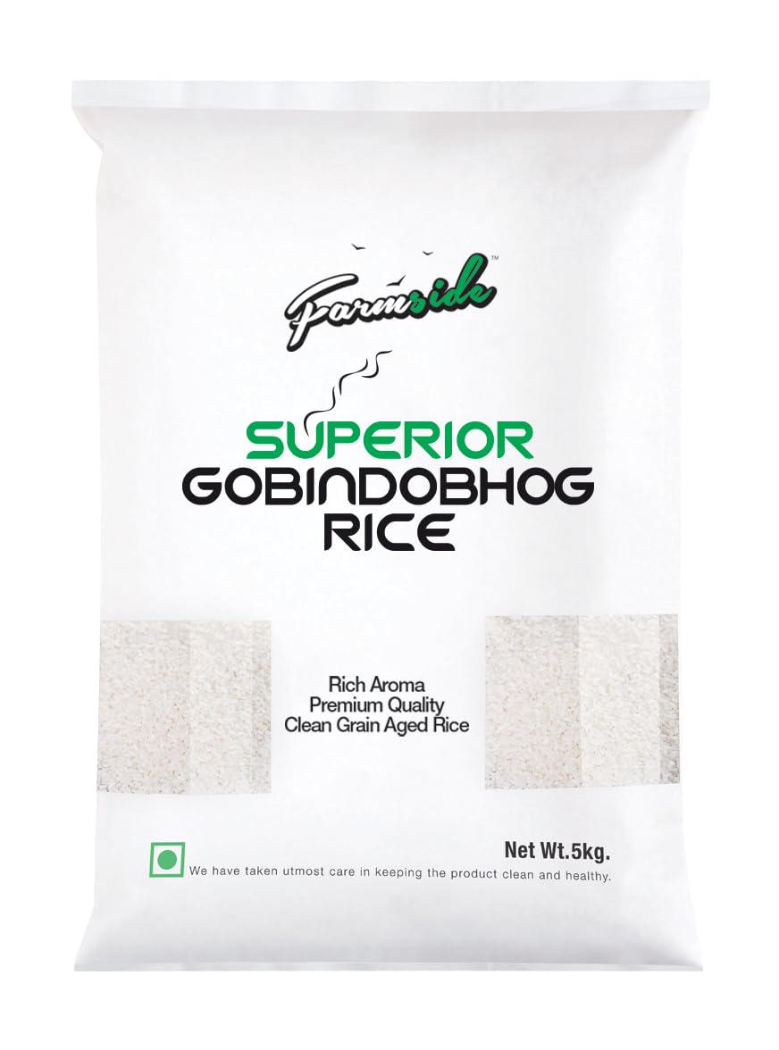 Farmside Superior Gobindobhog Rice | Premium Bengali Aromatic Rice | Naturally Aged for Rich Flavor & Texture | 5kg