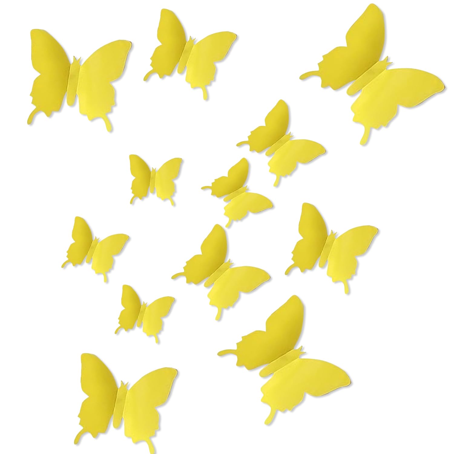 Pack of 24 Yellow Butterfly Wall Stickers, 3 Sizes Cute Girls Wall Stickers for Baby Nursery Decor, Baby Toddler Yellow Room Decor for Girls — image 1