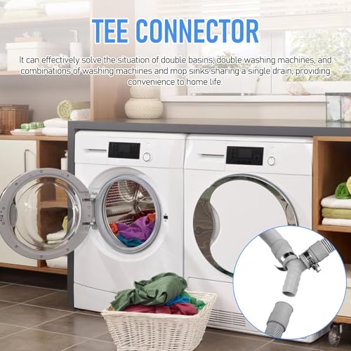 Joynine 2-Wege-Y-Splitter für Rohre | Anschlusszubehör für Waschmaschinen und Geschirrspüler | inklusive drei Halteklammern hitzebeständig chemikalienbeständig Kompatibel mit Schläuchen 16–27mm | Grau