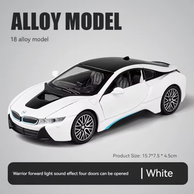 Image of 1:32 Scale BMW i8 Metal Diecast Car for Kids, Unisex, 3+