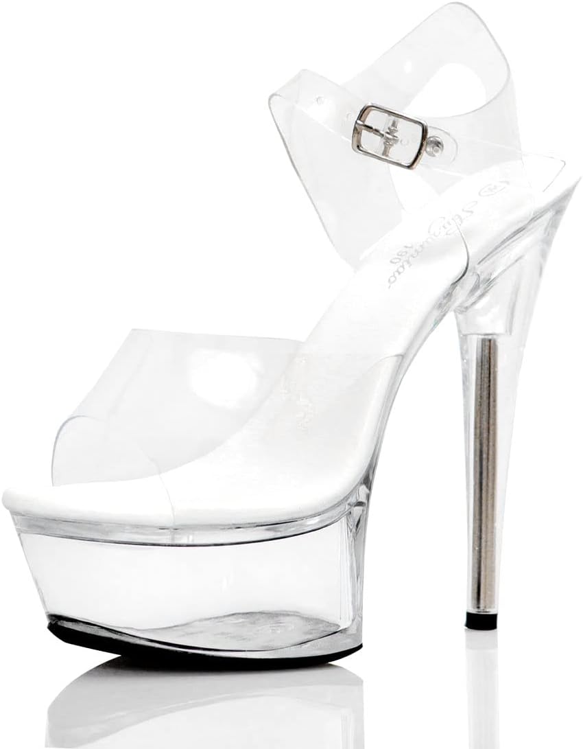 15cm Stiletto Transparent PVC Pole Dance Shoes Platform Exotic Stripper Open Toe High Heels 6 inch Gothic Clear Sandals (6 inch Heel, Clear, Numeric_5_Point_5)…