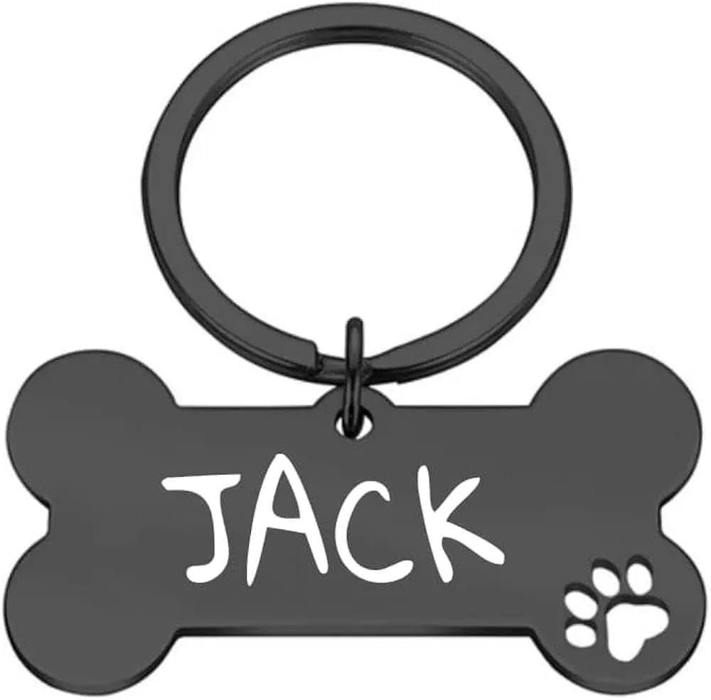 SUBMARINE Personalized Pet ID Tag Keychain Engraved Pet ID Name for Puppy Small Dog Collar Tag Pendant Bone Pet (Silver) Size-4CM (Thickness 2mm) (Black) (B0D1VQNXY4) Amazon Price History, Amazon Price Tracker