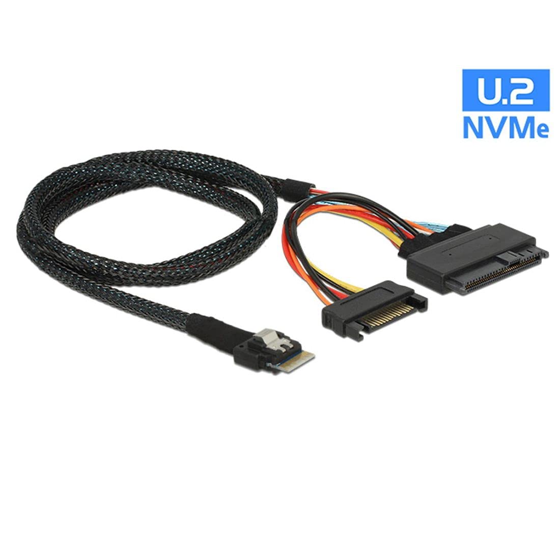 chenyang PCIe 4.0 SFF-8654 auf SFF-8639 Kabel mit SATA-Stromversorgung für U.2 SFF-8639 NVME SSD Motherboard Interne Erweiterung 1,64 FT/0,5 M