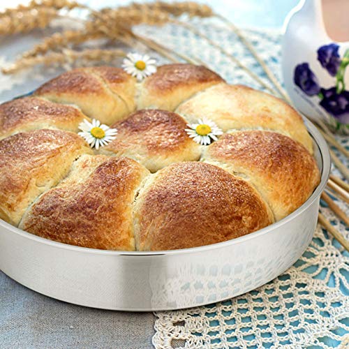 E-Far 8 Inch Cake Pan Set Of 2, Stainless Steel Round Layer Cake Baking Pans, Non-Toxic & Healthy, Mirror Finish & Dishwasher Safe #TOP5
