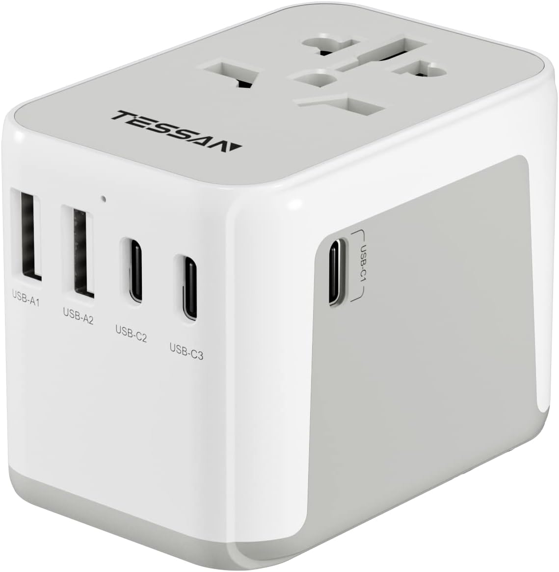 TESSAN Universal Adapter, Worldwide Travel Plug Adaptor with 2 USB A and 3 USB C Ports, International Travel Adapter for EU, UK, USA, AU, Power Socket Charger for Multi Countries