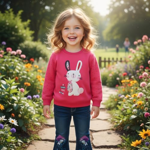Image of Peacolate 18M-7T Toddler Big Girls Pants Clothing Set 2pcs Cotton top and Jeans