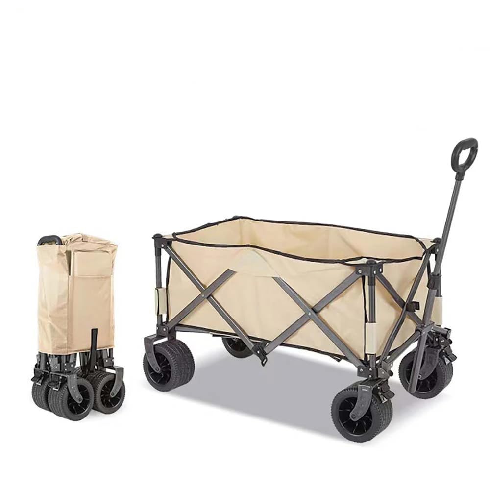 HEXAR® Heavy Duty Shopping Trolley Collapsible Utility Cart Beach Wagon 360° Wheels & Adjustable Handle, 150Kg Capacity Foldable Grocery Cart for Garden Patio Outdoor Camping Picnic