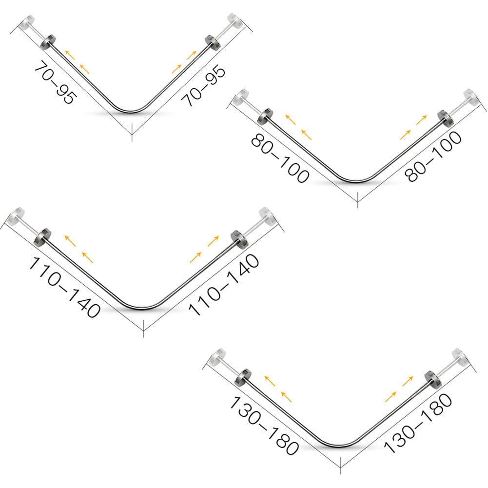 Générique Barre de Douche Extensible en Forme de L et courbée - Rail télescopique en Acier Inoxydable pour Angle de Baignoire - Installation sans perçage, Convient aux Longueurs de 70 à 95 cm, idéale