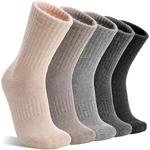 MOGGEI 5 pares de calcetines de lana merino para mujer, cálidos, para invierno, gruesos, térmicos, acogedores, para mujer, regalo cómodo, para botas de trabajo