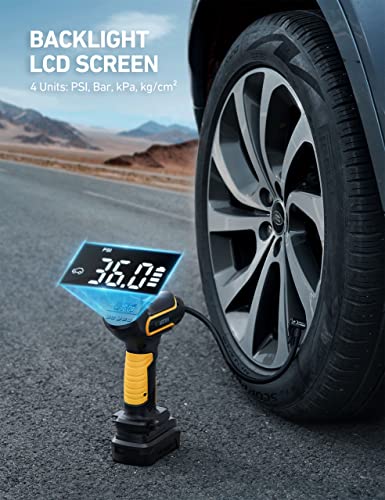 Astroai Tire Inflator Air Compressor Cordless Car Tire Pump With 20V Rechargeable Li-Ion Battery 150 Psi Portable Handheld Air Pump With 12 V Car Power Adapter For Cars Motorcycles Ls40791（C1） #TOP6