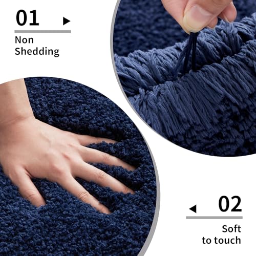 Disolla Navy Bathroom Rug 20x32 - Non-Slip Plush Thick Bath Mat, Highly Absorbent & Ultra Soft Fluffy Floor Mat, Machine Washable for Shower and Tub by Disolla - Image 4