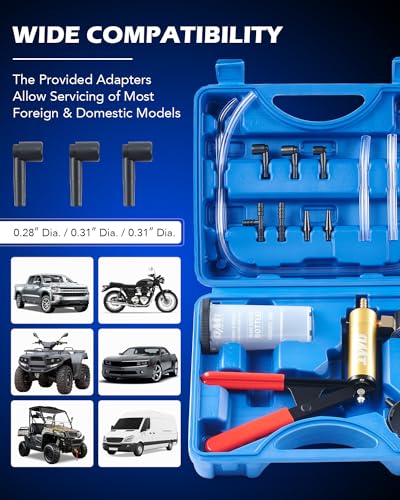 Orion Motor Tech Brake Bleeder Kit with Hand Vacuum Pump and Adapters, Brake Bleeding Kit for Brake Fluid Power Steering Fluid More, Vacuum Brake Bleeder Pump with Pressure Gauge - Image 6