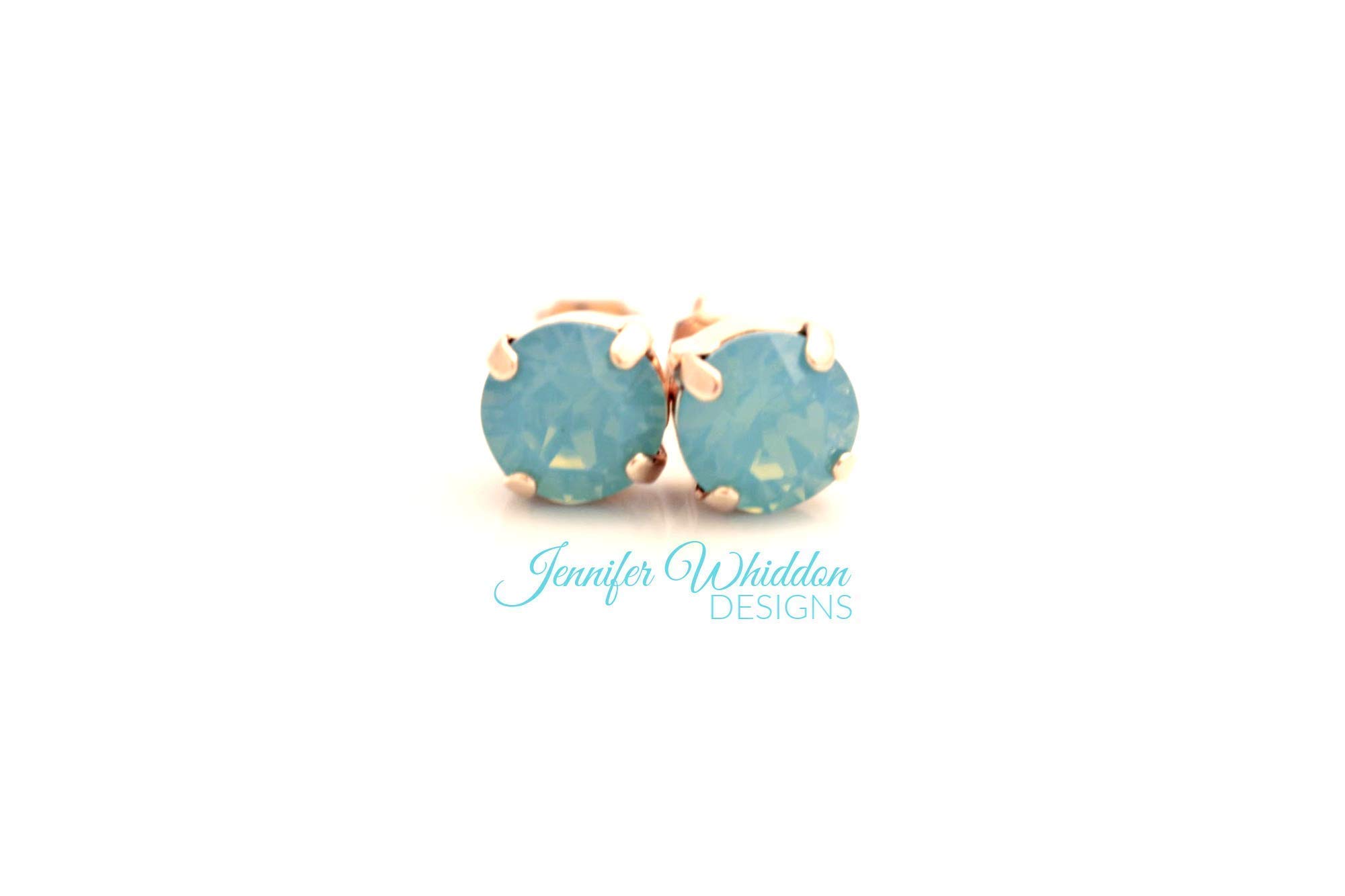 Pacific Opal Swarovski Crystal Earrings - Swarovski 8mm Stud Earrings