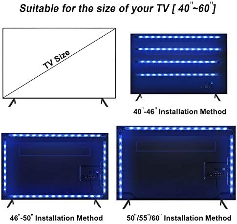 TV LED Strip Lights, 2.2M/7.2ft USB TV LED Backlights with 16 Colors and 4 Modes, SMD 5050 RGB Strip Light with 24-Key Remote Control for 40-60 inch HDTV/PC Monitor [2x0.5m, 2x0.6m]