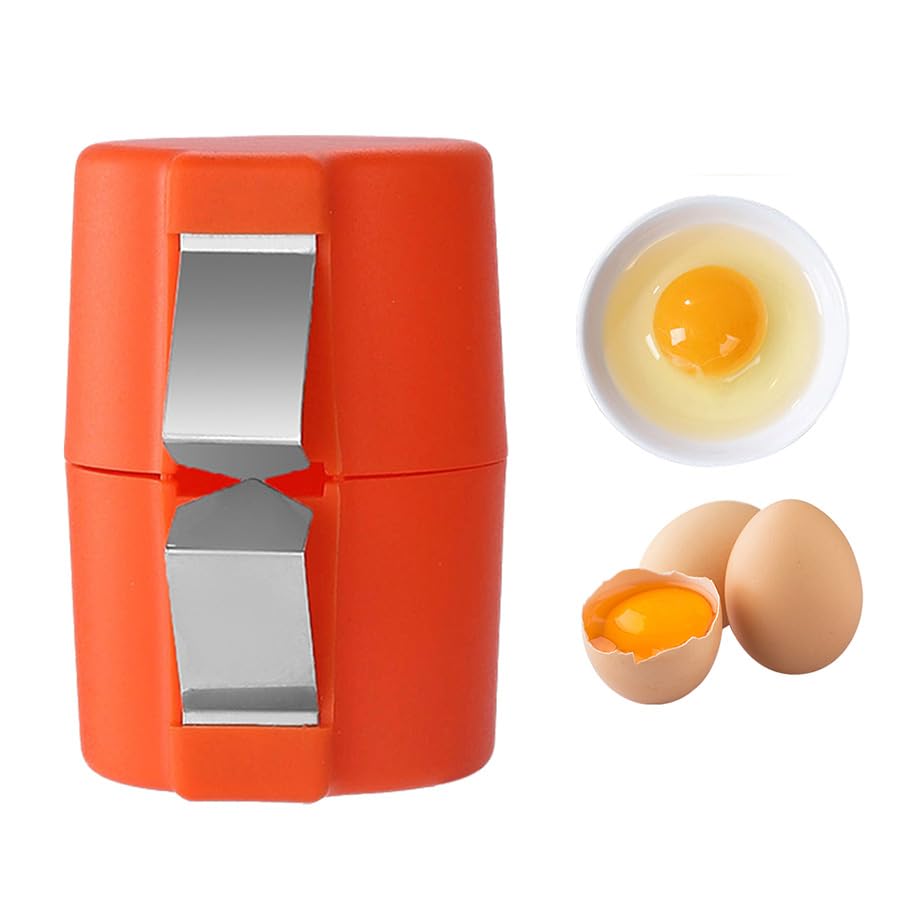 Egg Shell Opener, 2026 Egg Separator for Raw Egg Hard Boiled Egg Peeler, Stainless Steel Egg Cracker Tool Kitchen Gadgets for Cooking Baking, Eggshell Breaker，Orange：1PCS