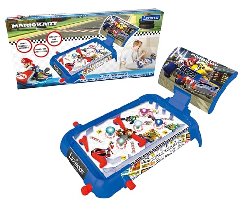 Image of LEXIBOOK, Mario Kart, Electronic table pinball, action and reflex game for children and familiy, LCD screen, light and sound effects, blue/red, JG610NILXB