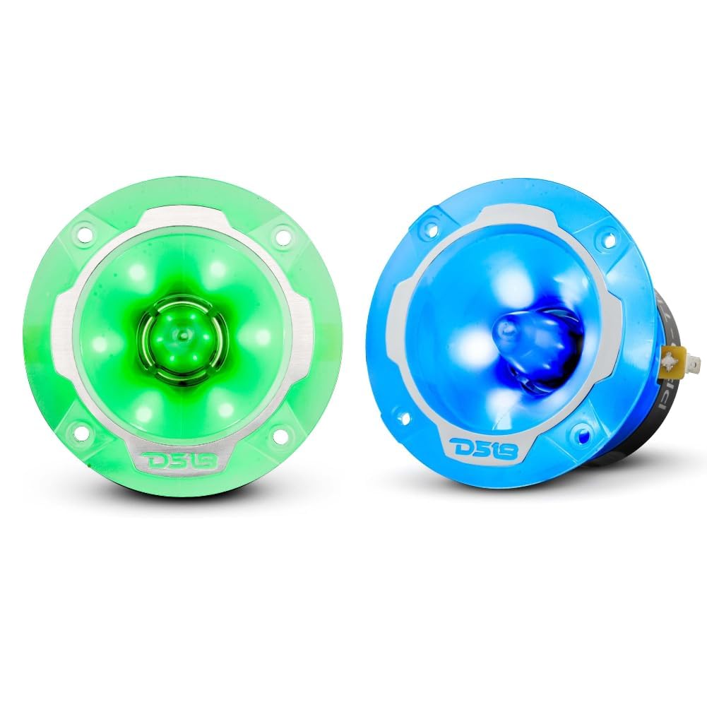 KIT-Set FÜR DS 18 PRO-TW2L 2 Super-Bullet-Hochtöner mit RGB-LEDs mit einem von 9,6 cm und 96 mm, 200 Watt rms und 400 Watt max, 4 Ohm, 103,5 dB, für Autos, paarweise + Kondensatoren als Geschenk