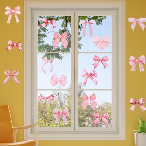 64 adhesivos de pared lazo rosa en vinilo miniatura 6