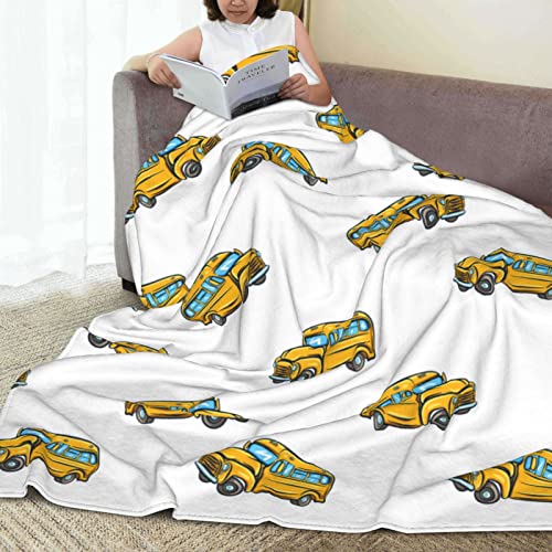 Image of School Bus Blanket 50 inchx60 inch - Extra Soft Fleece Flannel Throw Blankets for Adults, Kids, Couples - Cozy Plush Blanket for Bed, Couch, Gift for Teachers, Bus Lovers