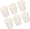 TA-VIGOR 6Pcs Rubber Tapered Plug, 17mm to 23mm Solid Silicone Stopper, Tapered Lab Seal Rubber Stoppers Lab Plug with Hole Test Tube Bungs for Lab Home Flasks Glass Containers Test Tube, White