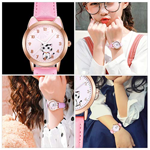 VILLCASE Relógios Luminosos para Crianças Orelha de Gato Meninas Relógio de Pulso Cartoon Quartzo An