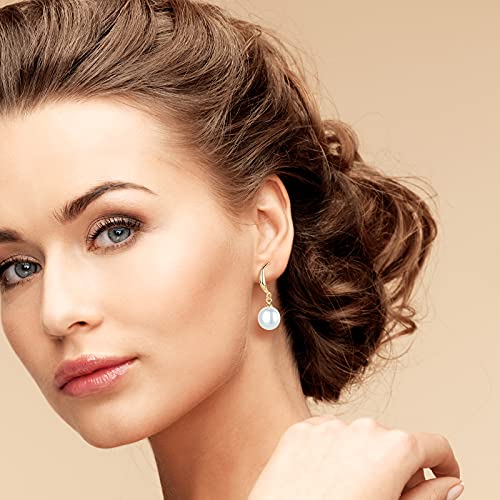 Pearl Earrings14K Gold Plated Freshwater Pearl Earring 4 Pairs Pearl Drop Earrings For Women Girls #TOP3