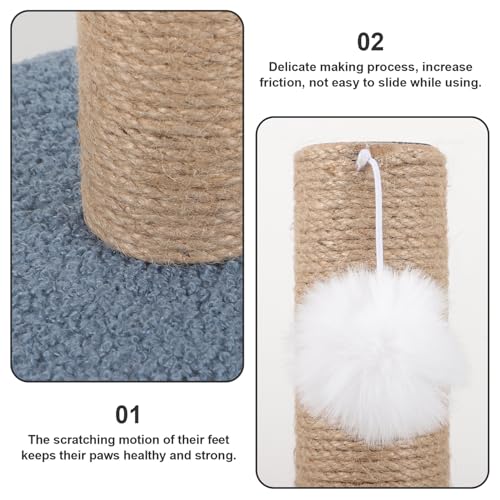 Poste rascador vertical para gatos con cuerda de yute azul miniatura 3