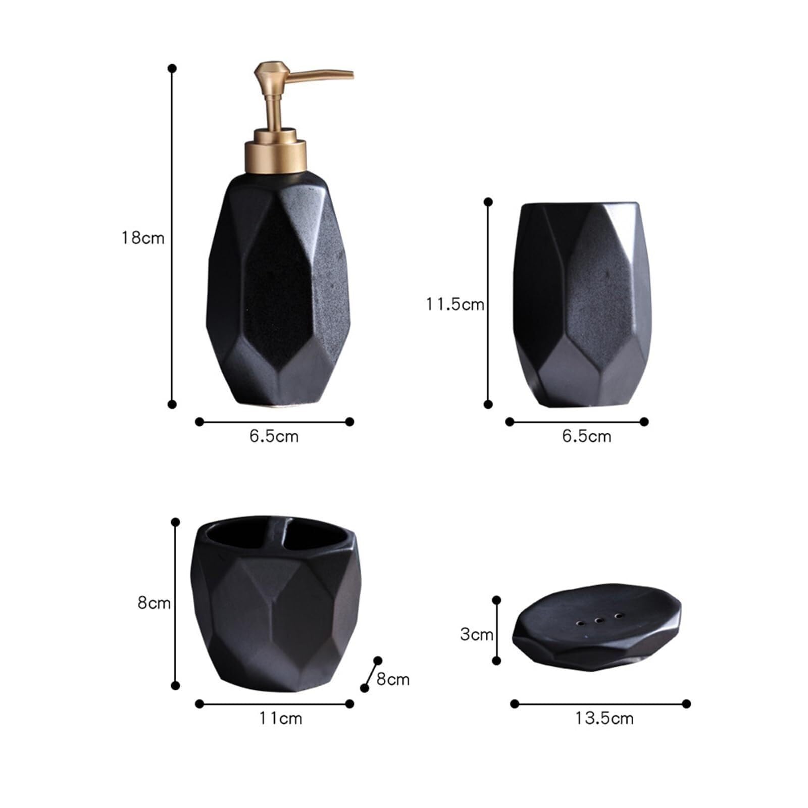 Set di accessori per il bagno Dispenser di sapone da 5 pezzi, organizer con portaspazzolino, bicchiere e piatto, decorazione costiera Arredamento per gli affittuari(White)