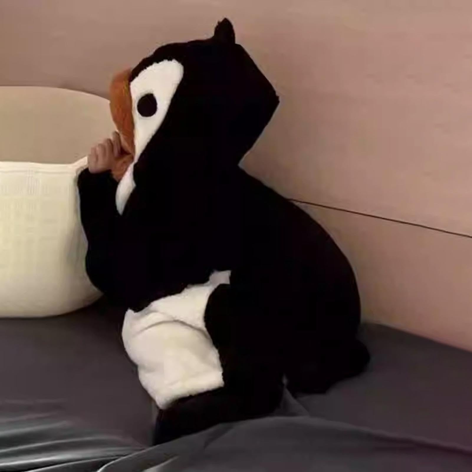 Felpa oversize – Morbido pigiama a forma di animale con maniche e scarpe, felpa con cappuccio a pinguino, tuta intera in pile, accogliente costume cosplay per donne, uomini, bambini, casa, soggiorno