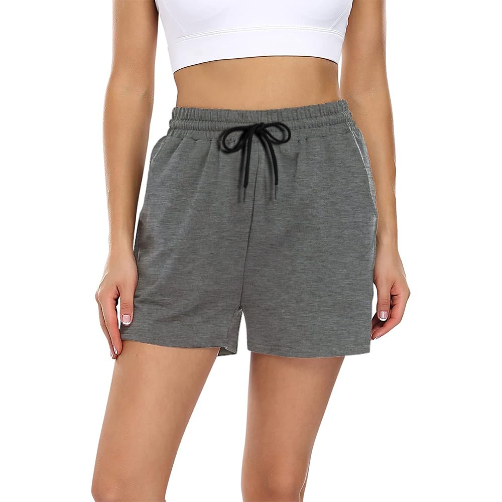 Shorts voor dames katoen korte broek, joggingbroek sportbroek, zomerbroek, sweatbroek, ademende loopshorts, trainingsbroek hardlopen, gym, basketbal, yoga, voor de zomer (Blauw, XXL