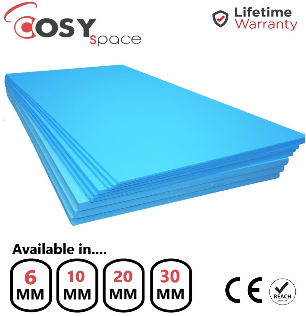 Insulation Board Foam XPS Underfloor Heating Thermal Acoustic 6mm 10mm 20mm  1200x600mm (20mm) : Amazon.co.uk: DIY u0026 Tools
