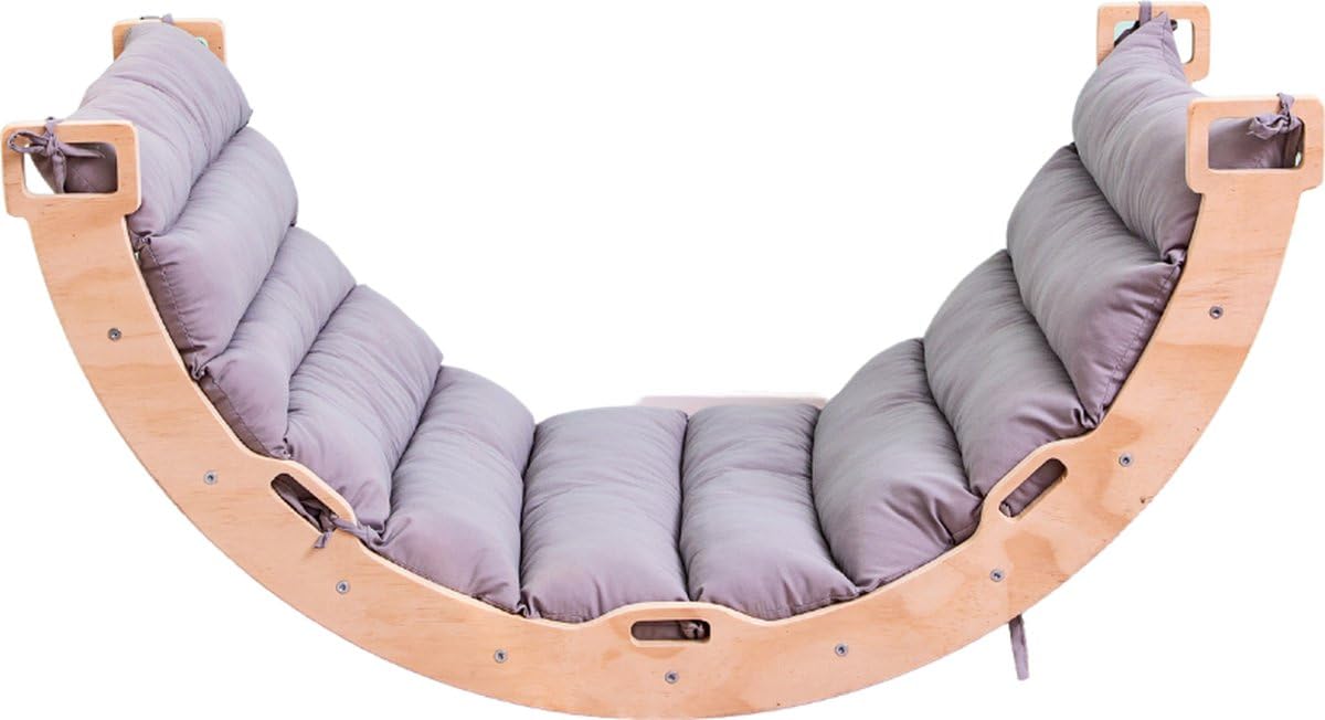 Buxibo - Ponte/Arco di Arrampicata in Legno con Cuscino - Struttura Montessori - Legno Naturale - Giocattolo Bambini - 97x47x52cm