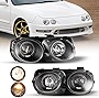 ROXX Replacement Headlight Assembly Fit for 1998 1999 2000 2001 Acura Integra Halo Projector Headlights Lamp Pair Driver & Passenger Side (Black Housing/Clear Lens)